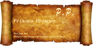 Prikopa Primusz névjegykártya
